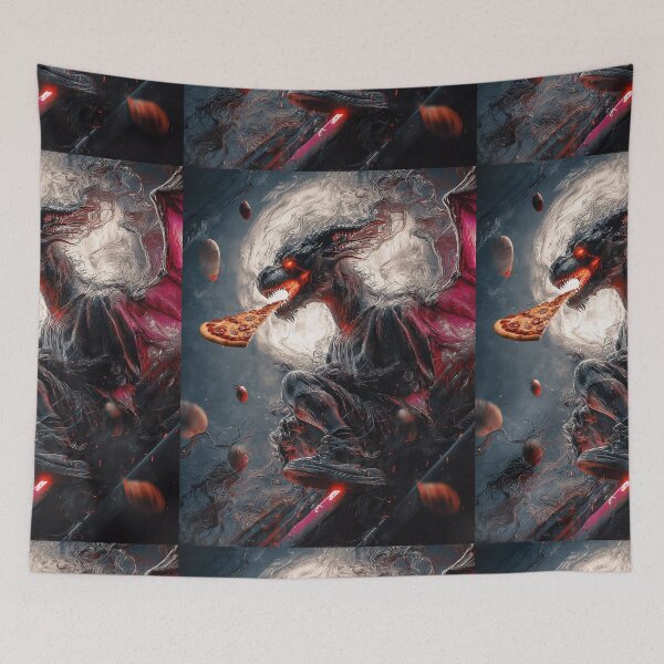 Item preview, Infernal Pizza Dragon – Dark Fantasy Surreal Beast Art designed and sold by Grafititee.