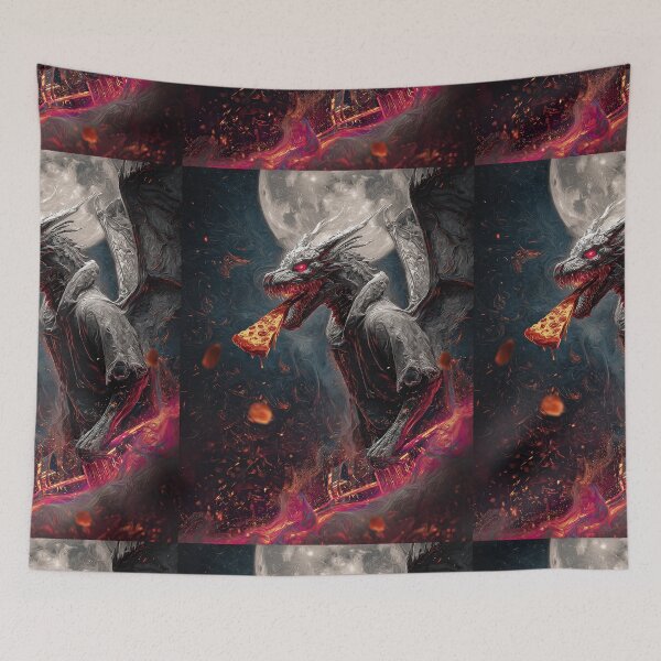 Item preview, Infernal Pizza Dragon – Dark Fantasy Surreal Beast Art designed and sold by Grafititee.
