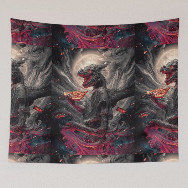 Item preview, Infernal Pizza Dragon – Dark Fantasy Surreal Beast Art designed and sold by Grafititee.