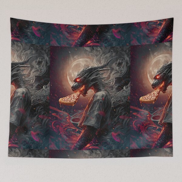 Item preview, Infernal Pizza Dragon – Dark Fantasy Surreal Beast Art designed and sold by Grafititee.