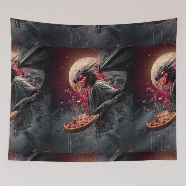 Item preview, Infernal Pizza Dragon – Dark Fantasy Surreal Beast Art designed and sold by Grafititee.