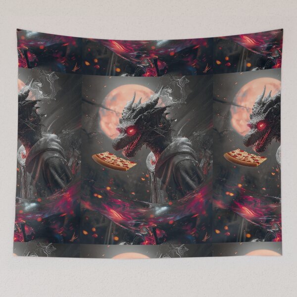 Item preview, Infernal Pizza Dragon – Dark Fantasy Surreal Beast Art designed and sold by Grafititee.