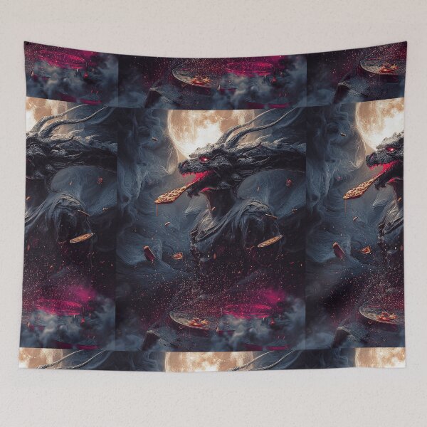 Item preview, Infernal Pizza Dragon – Dark Fantasy Surreal Beast Art designed and sold by Grafititee.