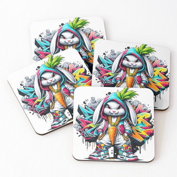 Item preview, Street Bunny Graffiti – Cool Hip Hop Rabbit Design designed and sold by Tinosshop.
