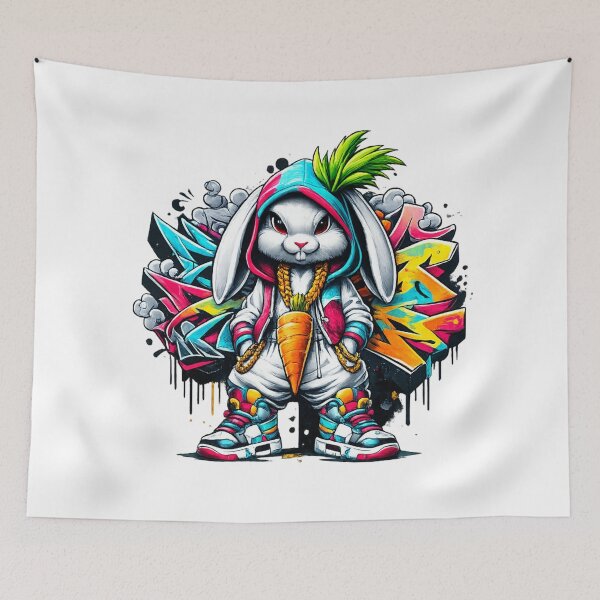Item preview, Street Bunny Graffiti – Cool Hip Hop Rabbit Design designed and sold by Tinosshop.