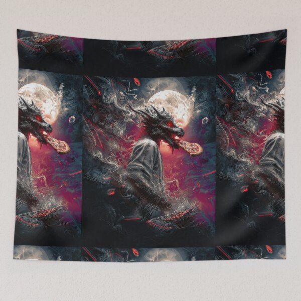 Item preview, Infernal Pizza Dragon – Dark Fantasy Surreal Beast Art designed and sold by Grafititee.