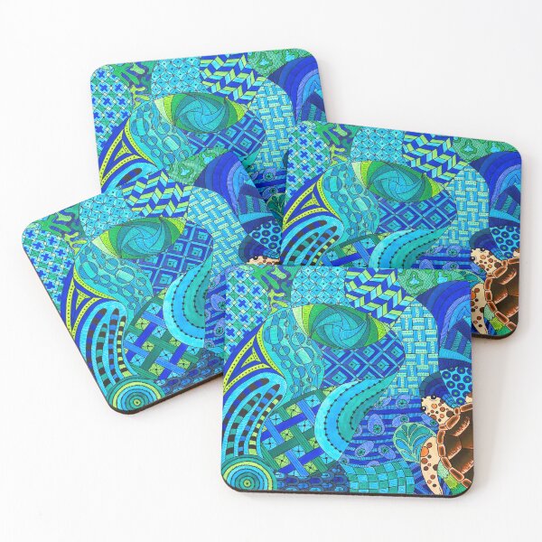 Item preview, Turtle swimming through ocean coloured patterns. designed and sold by Sky24Designs.