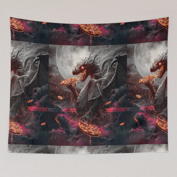 Item preview, Infernal Pizza Dragon – Dark Fantasy Surreal Beast Art designed and sold by Grafititee.