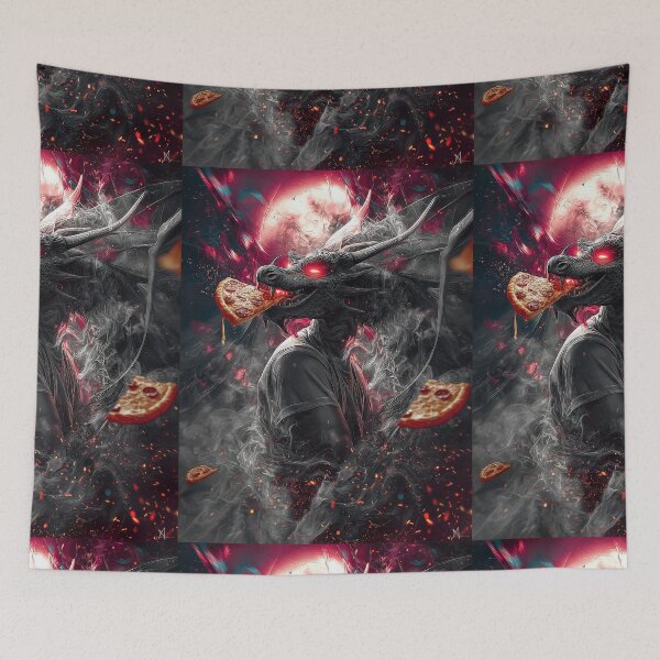 Item preview, Infernal Pizza Dragon – Dark Fantasy Surreal Beast Art designed and sold by Grafititee.