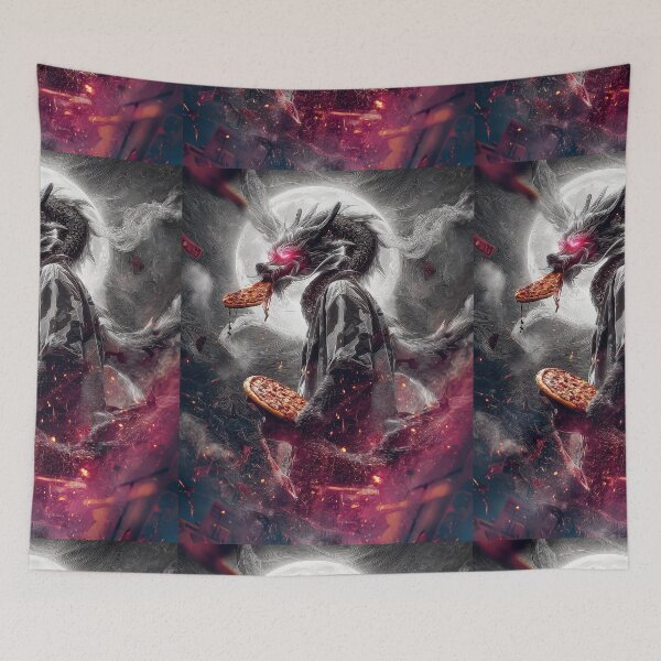 Item preview, Infernal Pizza Dragon – Dark Fantasy Surreal Beast Art designed and sold by Grafititee.