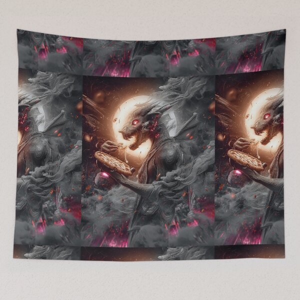 Item preview, Infernal Pizza Dragon – Dark Fantasy Surreal Beast Art designed and sold by Grafititee.