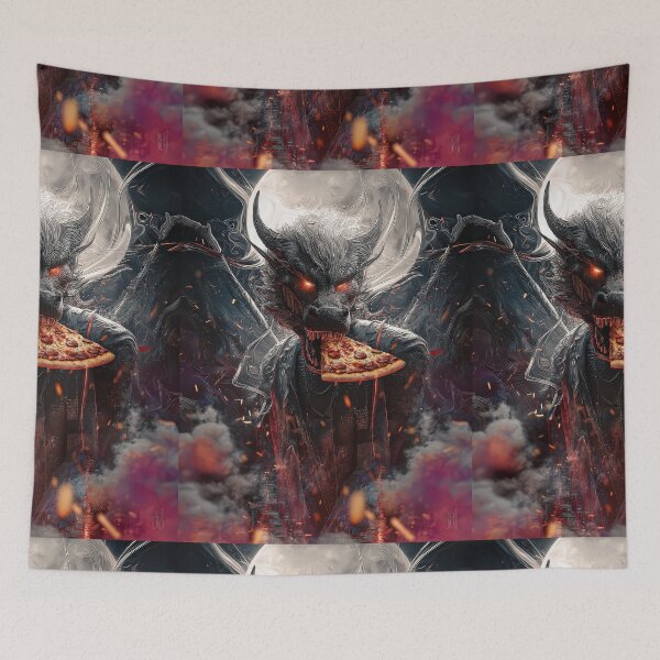 Item preview, Infernal Pizza Dragon – Dark Fantasy Surreal Beast Art designed and sold by Grafititee.
