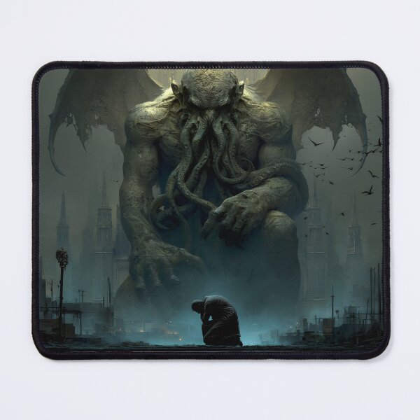 Item preview, The Last Worshipper — Epic Cthulhu Dark Fantasy Concept Art Print designed and sold by mistygate.