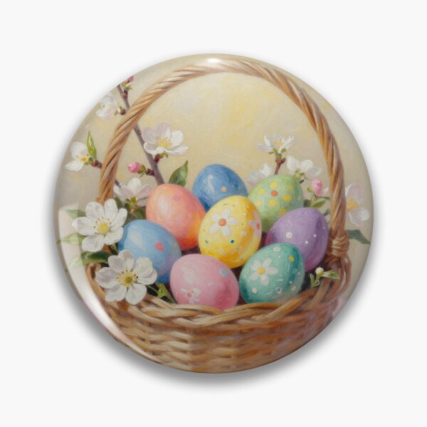 Item preview, Easter Basket with Colorful Eggs Oil Painting designed and sold by myforestfog.