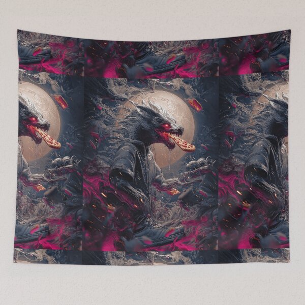 Item preview, Infernal Pizza Dragon – Dark Fantasy Surreal Beast Art designed and sold by Grafititee.
