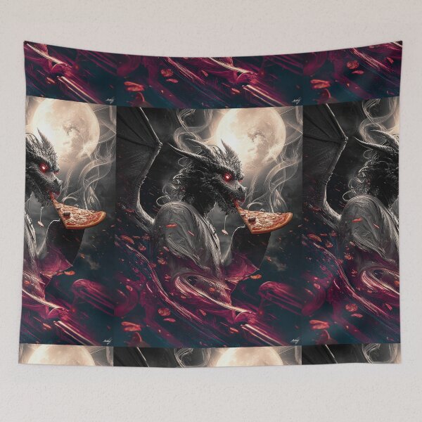 Item preview, Infernal Pizza Dragon – Dark Fantasy Surreal Beast Art designed and sold by Grafititee.