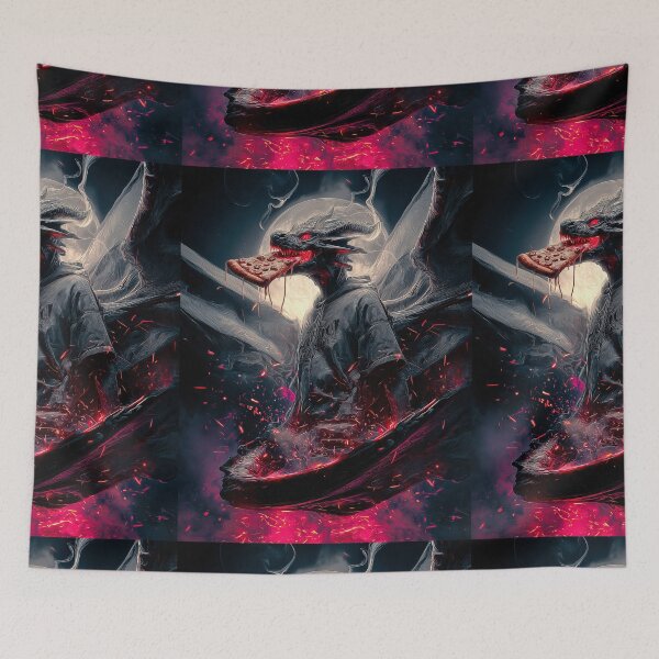 Item preview, Infernal Pizza Dragon – Dark Fantasy Surreal Beast Art designed and sold by Grafititee.