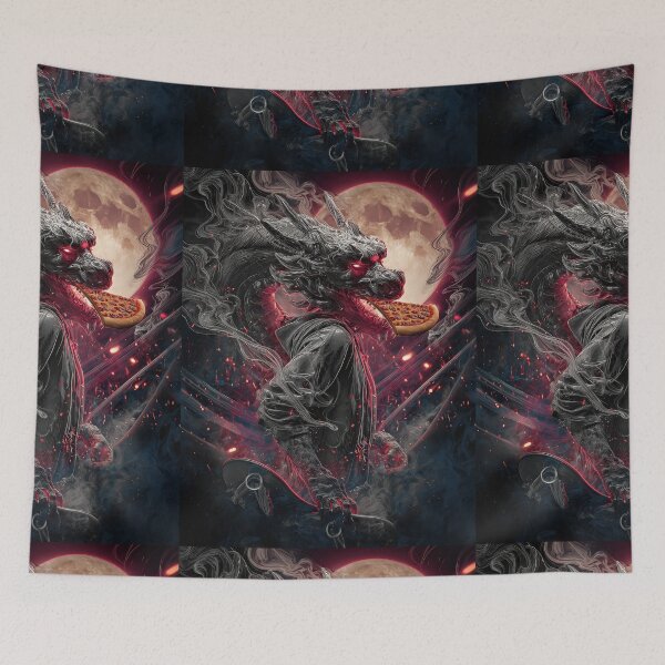 Item preview, Infernal Pizza Dragon – Dark Fantasy Surreal Beast Art designed and sold by Grafititee.