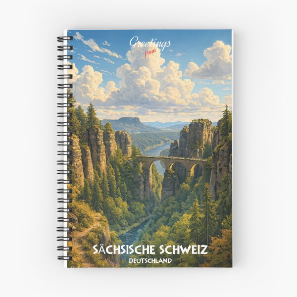 Item preview, Greetings from Saxon Switzerland – Bastei Bridge Vintage Travel Poster Germany designed and sold by Earth Celebration Designs.