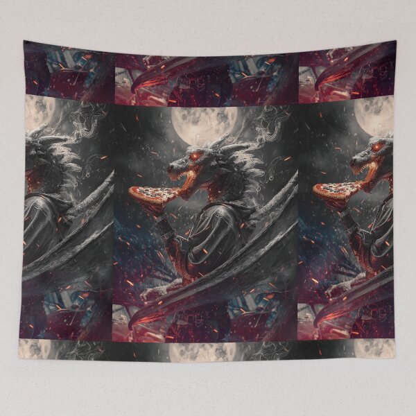 Item preview, Infernal Pizza Dragon – Dark Fantasy Surreal Beast Art designed and sold by Grafititee.