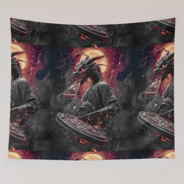 Item preview, Infernal Pizza Dragon – Dark Fantasy Surreal Beast Art designed and sold by Grafititee.