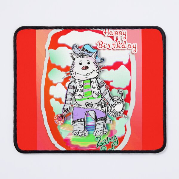 Item preview, Zany Cowboy Cat with Snake Lasso and Lollypop (Drawing by ACCI) Happy Birthday designed and sold by VanyssaGraphics.