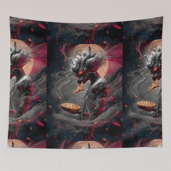 Item preview, Infernal Pizza Dragon – Dark Fantasy Surreal Beast Art designed and sold by Grafititee.