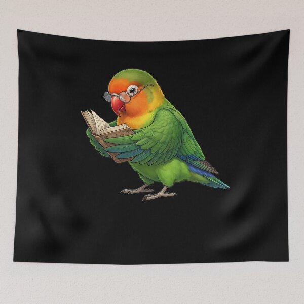 Item preview, Funny Fischer's Lovebird Parrots Reading Book Bird Lover designed and sold by TerryConnells.