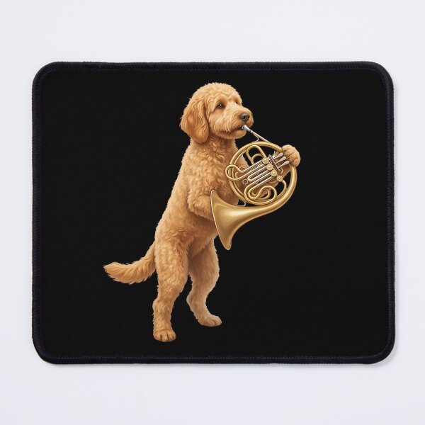 Item preview, Goldendoodle Playing French Horn Player Dog Lover designed and sold by DoodleTortle.