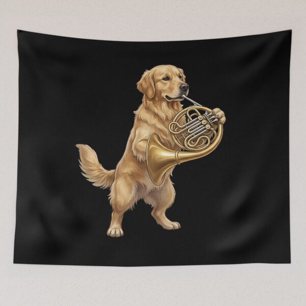 Item preview, Golden Retriever Playing French Horn Player Dog Lover designed and sold by DoodleTortle.