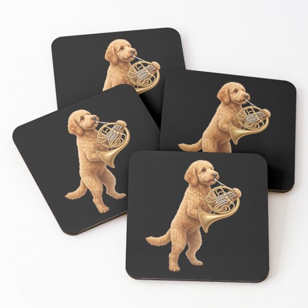 Item preview, Goldendoodle Playing French Horn Player Dog Lover designed and sold by DoodleTortle.