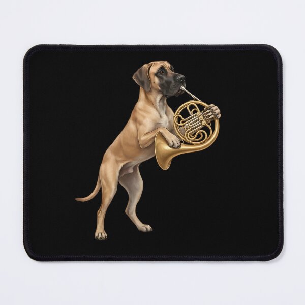 Item preview, Great Dane Playing French Horn Player Dog Lover designed and sold by DoodleTortle.
