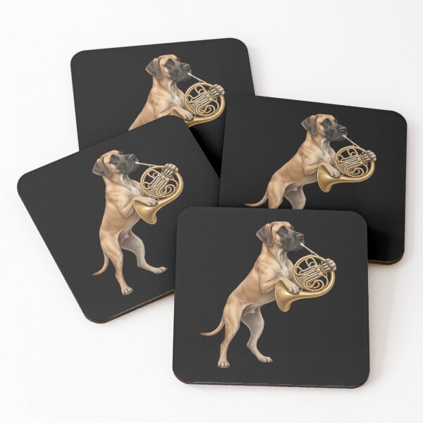 Item preview, Great Dane Playing French Horn Player Dog Lover designed and sold by DoodleTortle.