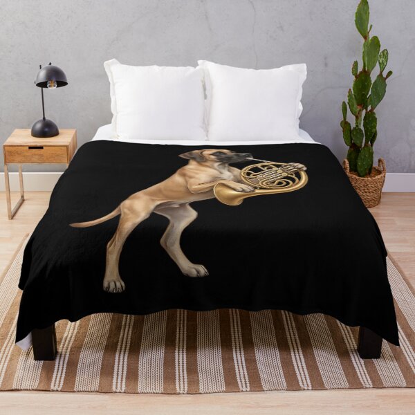 Item preview, Great Dane Playing French Horn Player Dog Lover designed and sold by DoodleTortle.