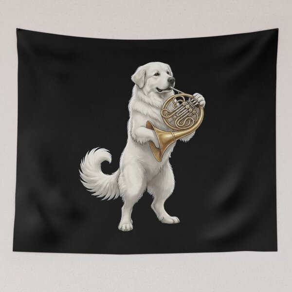 Item preview, Great Pyrenees Playing French Horn Player Dog Lover designed and sold by DoodleTortle.