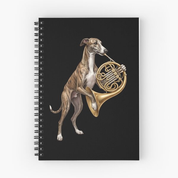 Item preview, Greyhound Playing French Horn Player Dog Lover designed and sold by DoodleTortle.
