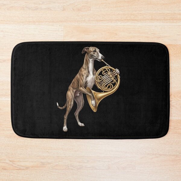 Item preview, Greyhound Playing French Horn Player Dog Lover designed and sold by DoodleTortle.