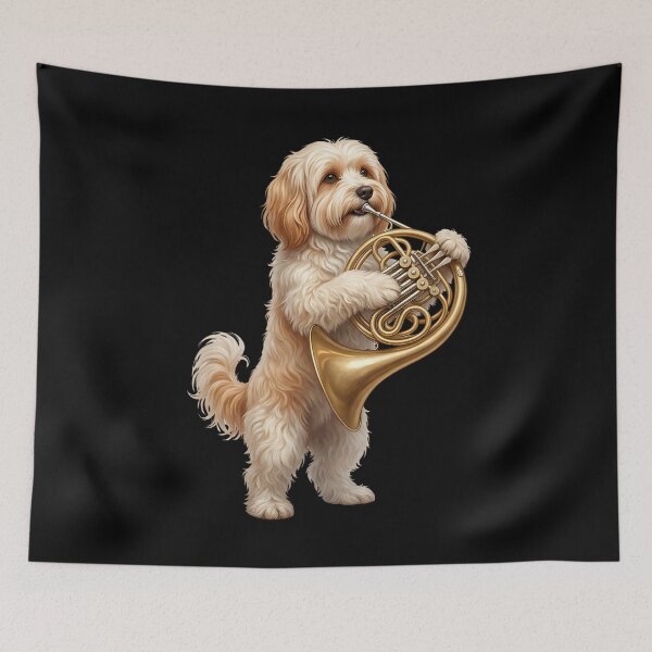 Item preview, Havanese Playing French Horn Player Dog Lover designed and sold by DoodleTortle.