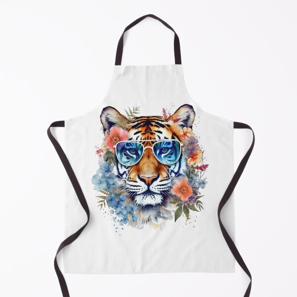 Item preview, Tiger Art – Floral Tiger with Reflective Sunglasses Illustration designed and sold by Frollein S Berlin.