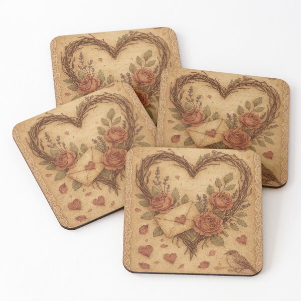 Item preview, Vintage Love Letter with Floral Heart designed and sold by myforestfog.