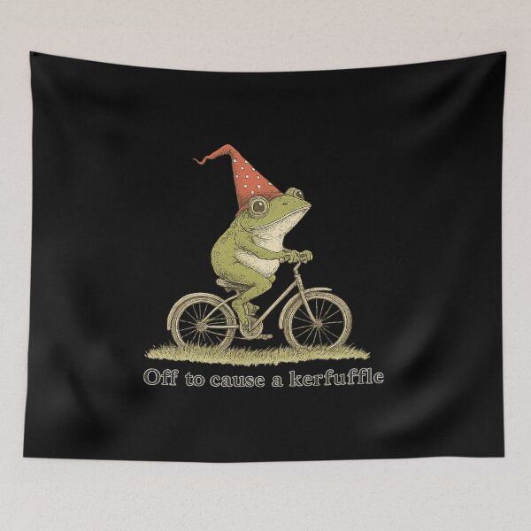 Item preview, Off To Cause A Kerfuffle Frog Funny Weirdcore Sayings Meme designed and sold by RagupathiAlagar.