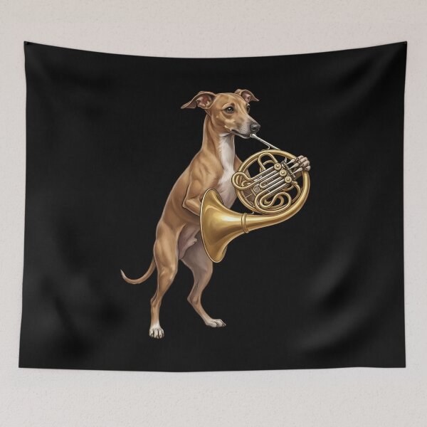 Item preview, Italian Greyhound Playing French Horn Player Dog Lover designed and sold by DoodleTortle.