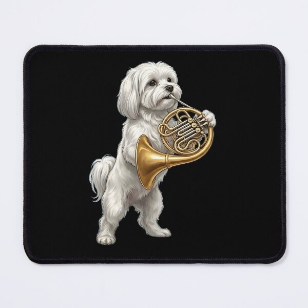 Item preview, Maltese Playing French Horn Player Dog Lover designed and sold by DoodleTortle.