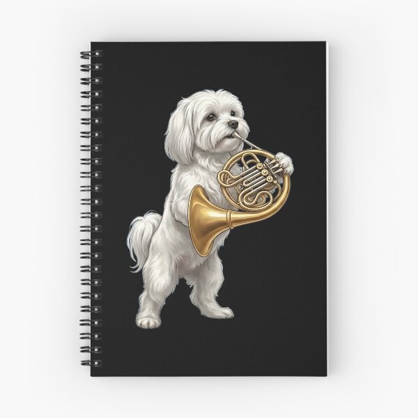 Item preview, Maltese Playing French Horn Player Dog Lover designed and sold by DoodleTortle.