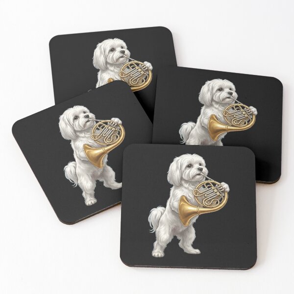 Item preview, Maltese Playing French Horn Player Dog Lover designed and sold by DoodleTortle.
