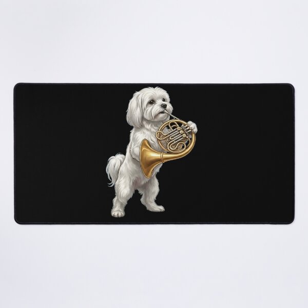 Item preview, Maltese Playing French Horn Player Dog Lover designed and sold by DoodleTortle.