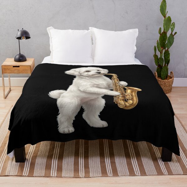 Item preview, Maltese Playing Saxophone Player Saxophonist Dog Lover designed and sold by DoodleTortle.