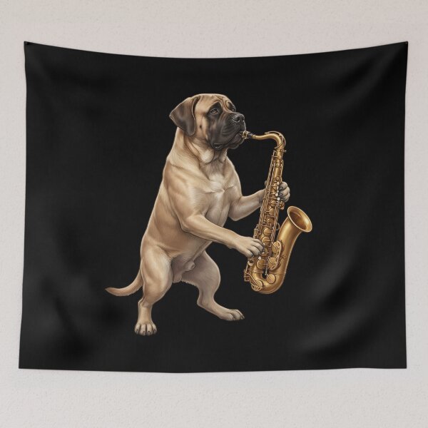 Item preview, Mastiff Playing Saxophone Player Saxophonist Dog Lover designed and sold by DoodleTortle.