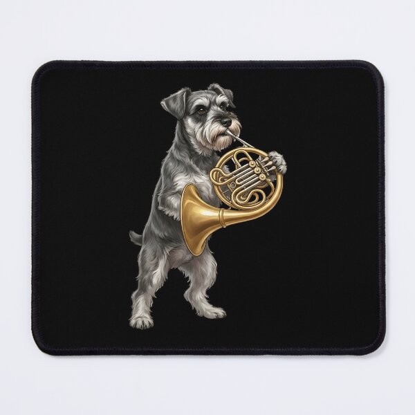 Item preview, Miniature Schnauzer Playing French Horn Player Dog Lover designed and sold by DoodleTortle.