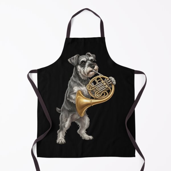 Item preview, Miniature Schnauzer Playing French Horn Player Dog Lover designed and sold by DoodleTortle.